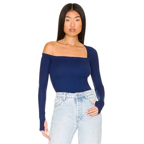 NWT ALIX NYC Hester Bodysuit Asymmetric, Sz XS, Marine Blue Luxury Modern Sexy - Picture 1 of 12